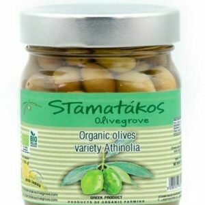 Masline verzi anthinolia cu cimbru si lamaie bio 290g Stamatakos Olivegrove