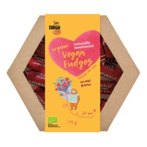 Cutie cadou cu caramele - aroma caramel si curmale bio 195g Super Fudgio