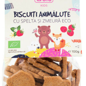 Biscuiti animalute cu spelta si zmeura bio 100g Obio