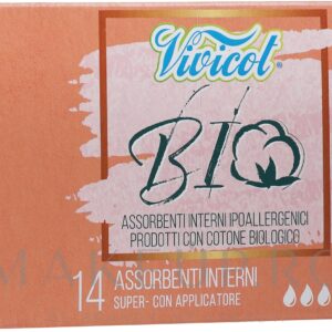 Tampoane cu aplicator din bumbac hipoalergenic ecologic 3 picaturi 14buc Vivicot