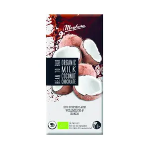 Ciocolata cu lapte si fulgi de cocos bio 100g Meybona