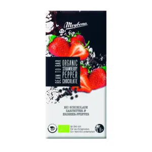 Ciocolata neagra cu capsuni si piper negru bio 100g Meybona