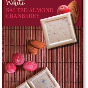 Ciocolata alba cu migdale sarate si merisor bio, 70g, Benjamissimo