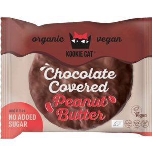 Cookie cu crema de arahide invelita in ciocolata bio 50g Kookie Cat