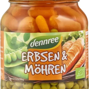 Mazare si morcovi la borcan bio 350g Dennree