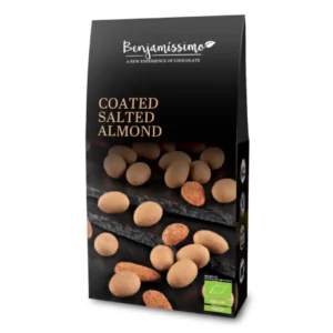 Migdale sarate invelite in ciocolata cu caramel sarat bio  60g Benjamissimo