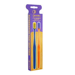 Pachet 2 periute de dinti pentru adulti - albastru si galben Nordics