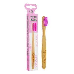 Periuta de dinti pentru copii din bambus +4 ani - roz Nordics