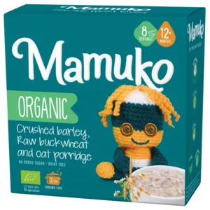 Porridge din 3 cereale cu fulgi de ovaz, hrisca si orz bio  12+ luni 200g Mamuko