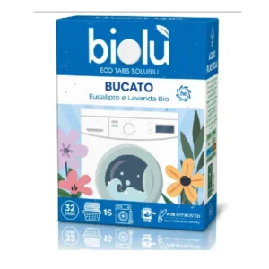 Tablete pentru masina de spalat rufe cu eucalipt si lavanda ecologice 32 bucati 76g Biolu
