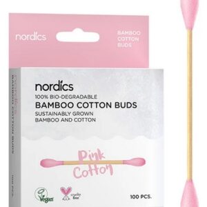 Betisoare din bumbac si bambus 100bucati - roz Nordics