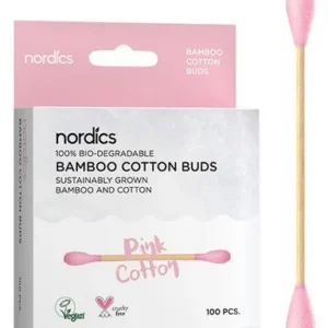 Betisoare din bumbac si bambus 100bucati - roz Nordics