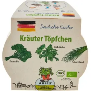 Ghiveci biodegradabil cu seminte pentru semanat - mix ierburi germane 3 bucati bio Aries